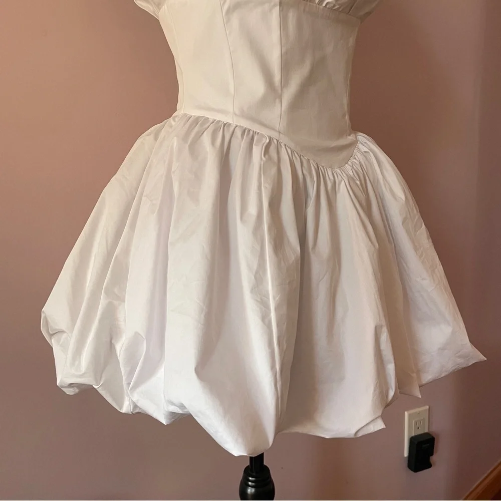 House of CB- Le Puff White Cotton Tulle Mini Dress Square Neck Romantic Size M